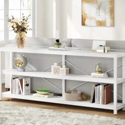 Tribesigns 70.9-Inch Extra Long Console Table, 3-Tier Industrial Sofa Table with Storage