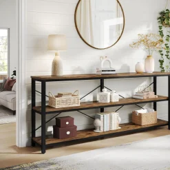 Tribesigns 70.9-Inch Extra Long Console Table, 3-Tier Industrial Sofa Table with Storage