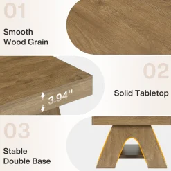 Tribesigns 55.1-Inch Farmhouse Coffee Table with Storage Shelf, Large Rectangle Center Table for Living Room