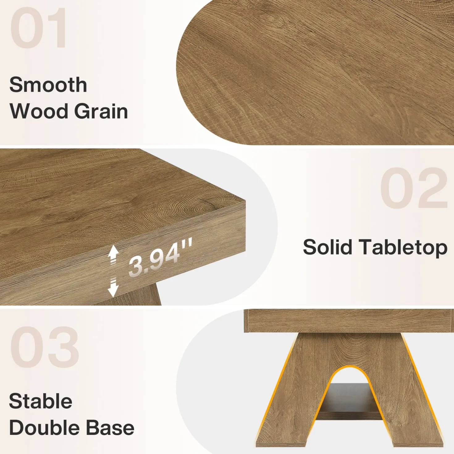 Tribesigns 55.1-Inch Farmhouse Coffee Table with Storage Shelf, Large Rectangle Center Table for Living Room