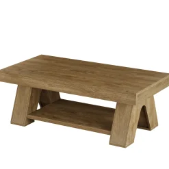 Tribesigns 55.1-Inch Farmhouse Coffee Table with Storage Shelf, Large Rectangle Center Table for Living Room