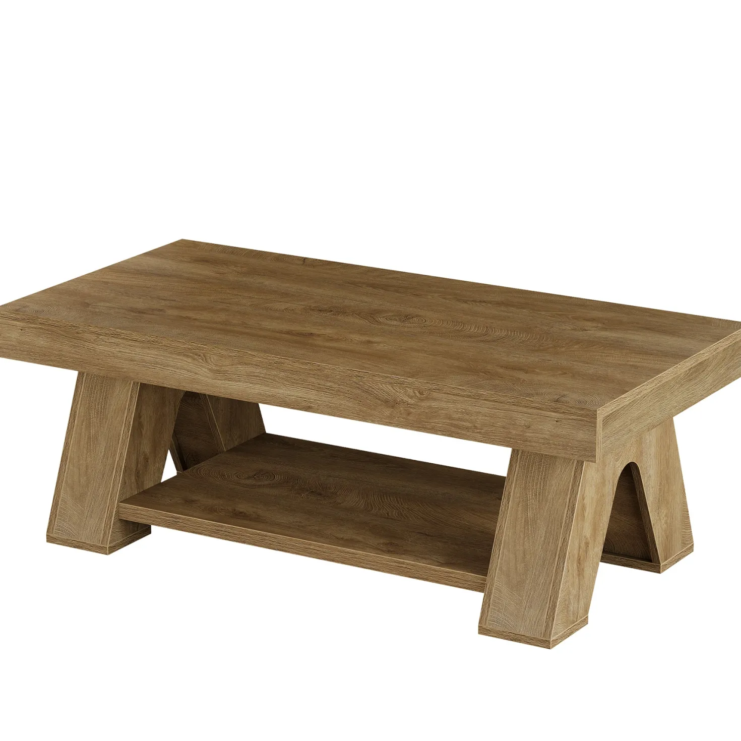 Tribesigns 55.1-Inch Farmhouse Coffee Table with Storage Shelf, Large Rectangle Center Table for Living Room