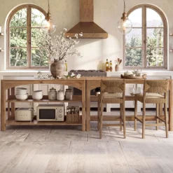 Tribesigns 59-Inch Kitchen Island, Solid Wood Island Table with 3-Tier Storage for Kitchen Dining Room