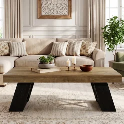 Tribesigns 55-Inch Large Coffee Table, Thick Top X-Frame Table for Living Room
