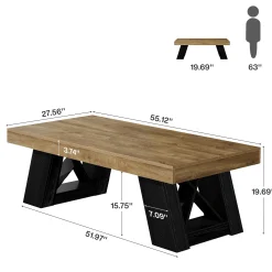 Tribesigns 55-Inch Large Coffee Table, Thick Top X-Frame Table for Living Room