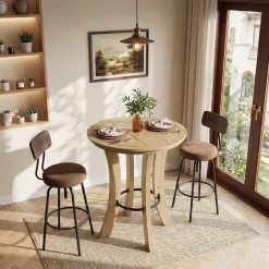 Tribesigns 39.4-Inch Round Bar Table, Wood Pub Table for Small Spaces