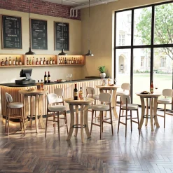Tribesigns 39.4-Inch Round Bar Table, Wood Pub Table for Small Spaces