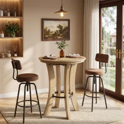 Tribesigns 39.4-Inch Round Bar Table, Wood Pub Table for Small Spaces