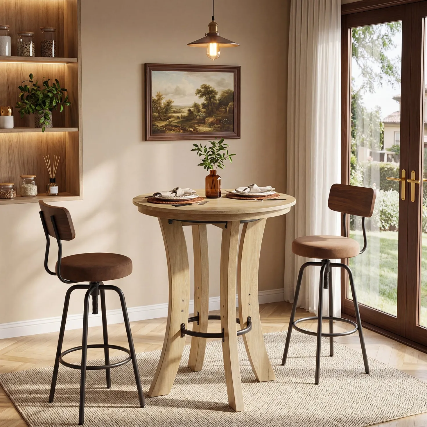 Tribesigns 39.4-Inch Round Bar Table, Wood Pub Table for Small Spaces