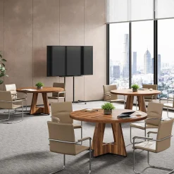 Tribesigns 47-Inch Round Conference Table for 4-6 People, Wooden Base and Thickened Top