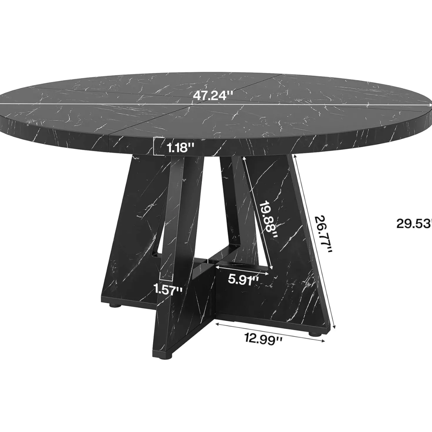 Tribesigns 47-Inch Round Conference Table for 4-6 People, Wooden Base and Thickened Top