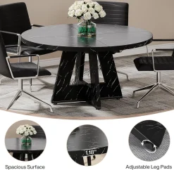 Tribesigns 47-Inch Round Conference Table for 4-6 People, Wooden Base and Thickened Top