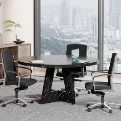 Tribesigns 47-Inch Round Conference Table for 4-6 People, Wooden Base and Thickened Top