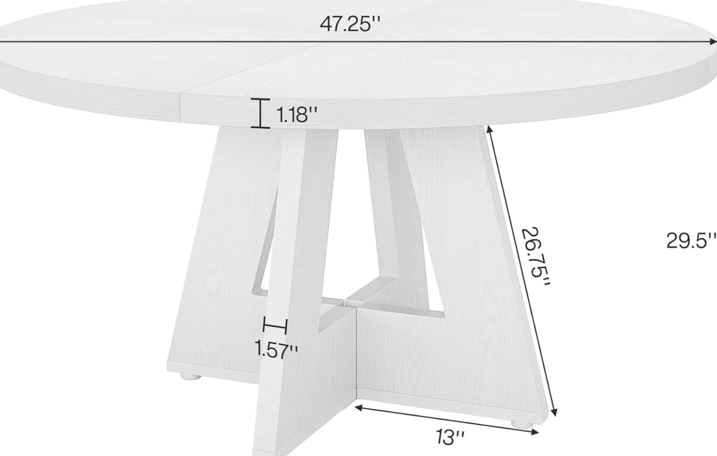 Tribesigns 47-Inch Round Conference Table for 4-6 People, Wooden Base and Thickened Top