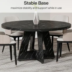Tribesigns 47-Inch Round Conference Table for 4-6 People, Wooden Base and Thickened Top