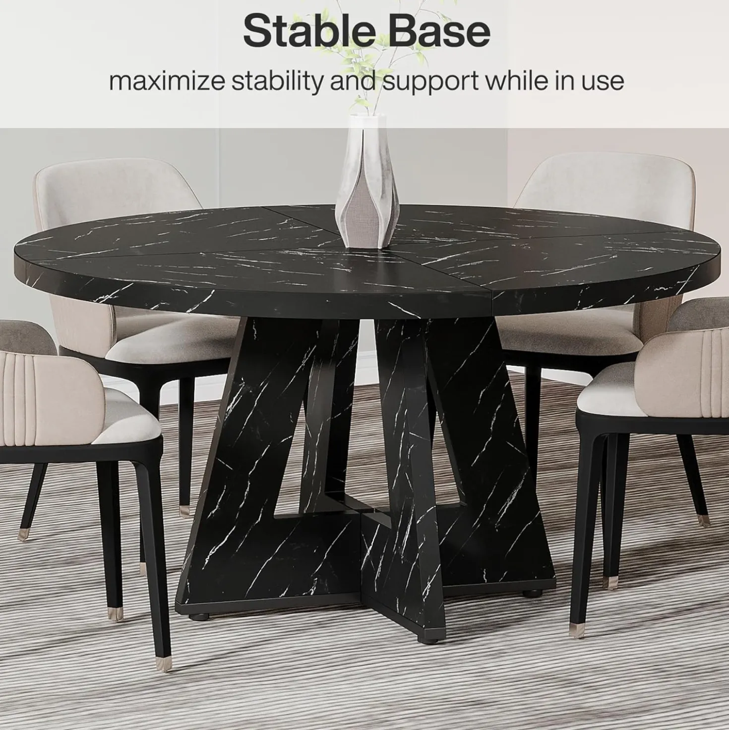 Tribesigns 47-Inch Round Conference Table for 4-6 People, Wooden Base and Thickened Top
