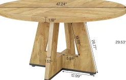 Tribesigns 47-Inch Round Conference Table for 4-6 People, Wooden Base and Thickened Top