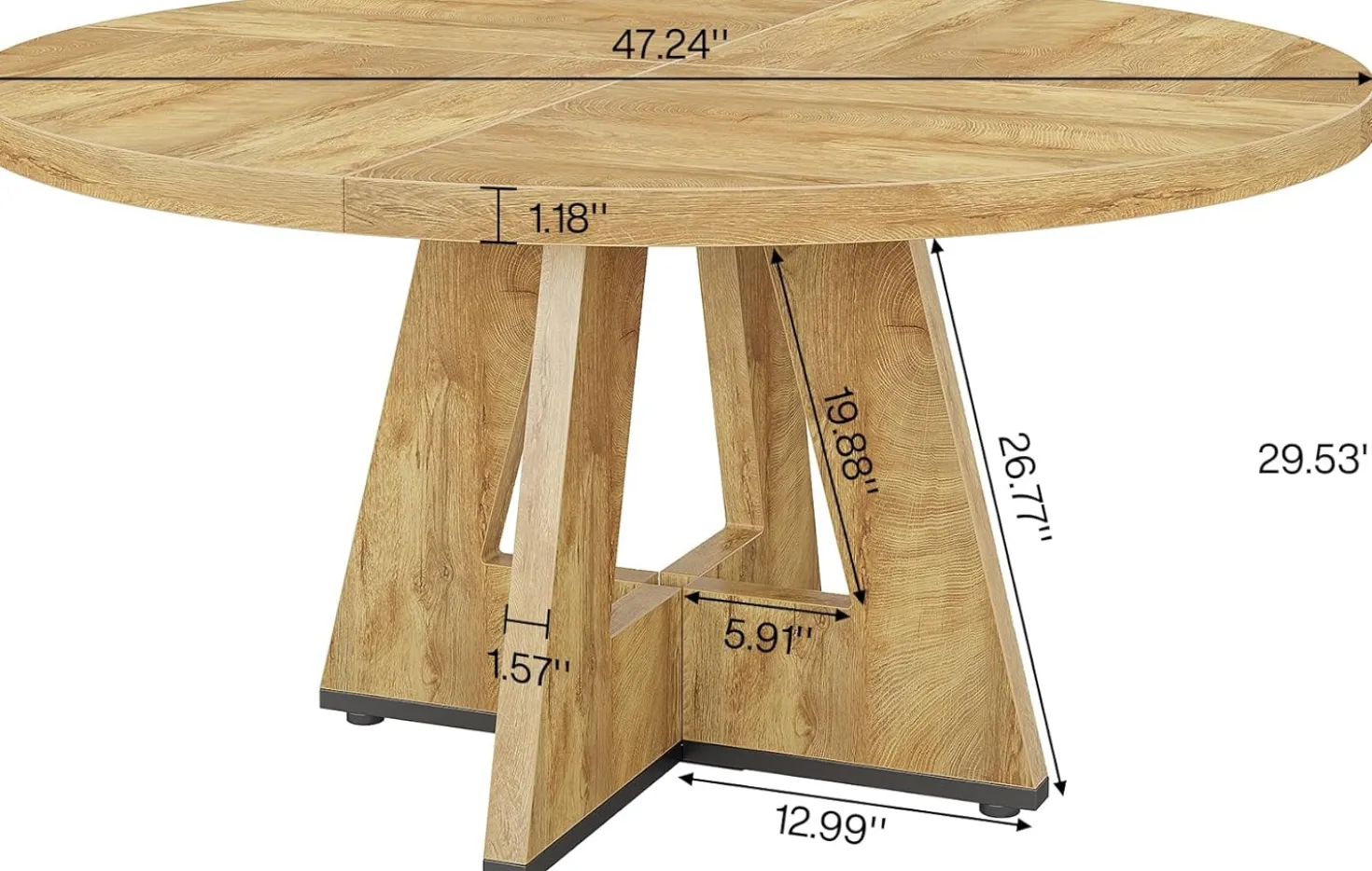Tribesigns 47-Inch Round Conference Table for 4-6 People, Wooden Base and Thickened Top