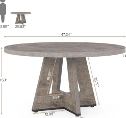 Tribesigns 47-Inch Round Conference Table for 4-6 People, Wooden Base and Thickened Top