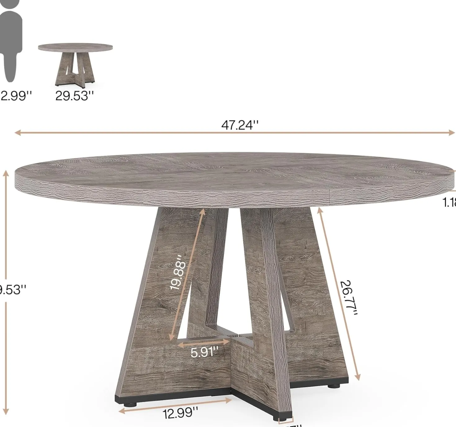 Tribesigns 47-Inch Round Conference Table for 4-6 People, Wooden Base and Thickened Top