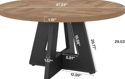 Tribesigns 47-Inch Round Conference Table for 4-6 People, Wooden Base and Thickened Top