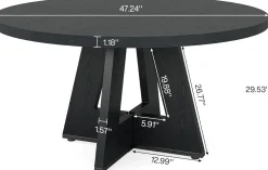 Tribesigns 47-Inch Round Conference Table for 4-6 People, Wooden Base and Thickened Top