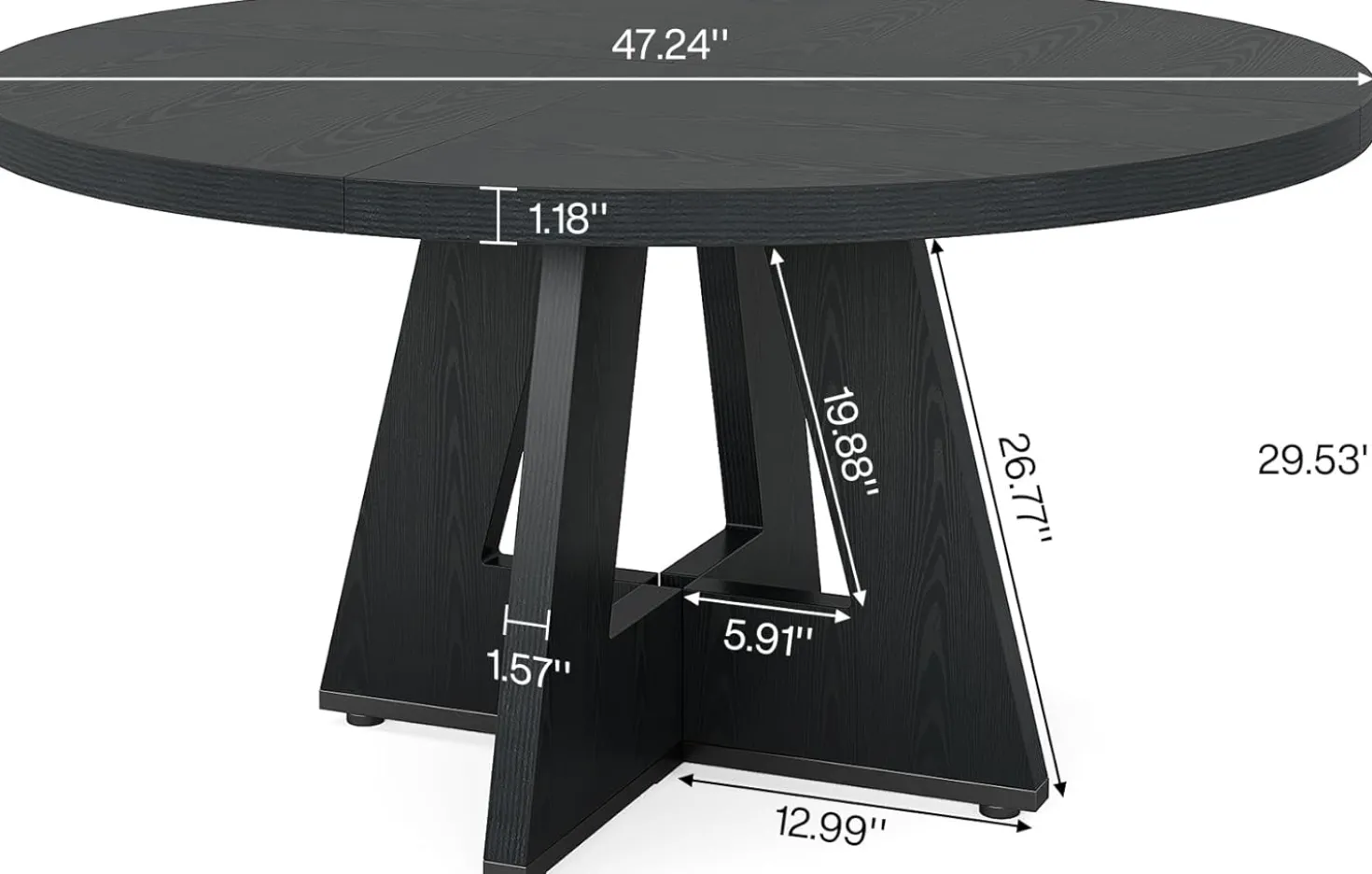 Tribesigns 47-Inch Round Conference Table for 4-6 People, Wooden Base and Thickened Top