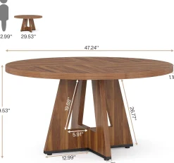 Tribesigns 47-Inch Round Conference Table for 4-6 People, Wooden Base and Thickened Top
