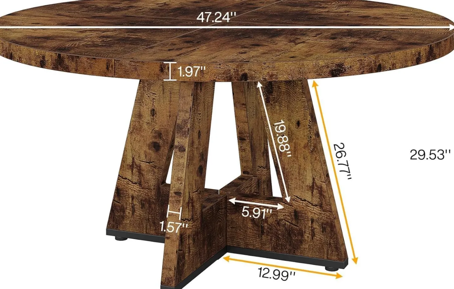 Tribesigns 47-Inch Round Conference Table for 4-6 People, Wooden Base and Thickened Top