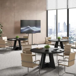 Tribesigns 47-Inch Round Conference Table for 4-6 People, Wooden Base and Thickened Top