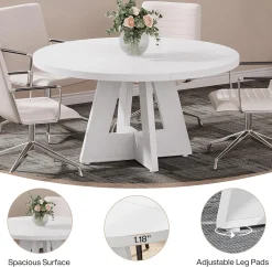 Tribesigns 47-Inch Round Conference Table for 4-6 People, Wooden Base and Thickened Top