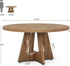 Tribesigns 47-Inch Round Conference Table for 4-6 People, Wooden Base and Thickened Top