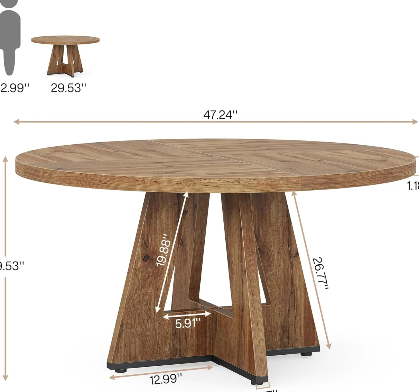 Tribesigns 47-Inch Round Conference Table for 4-6 People, Wooden Base and Thickened Top