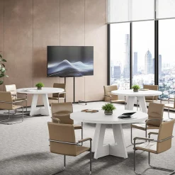 Tribesigns 47-Inch Round Conference Table for 4-6 People, Wooden Base and Thickened Top