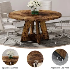 Tribesigns 47-Inch Round Conference Table for 4-6 People, Wooden Base and Thickened Top