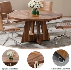 Tribesigns 47-Inch Round Conference Table for 4-6 People, Wooden Base and Thickened Top