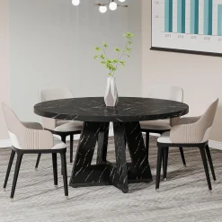 Tribesigns 47-Inch Round Conference Table for 4-6 People, Wooden Base and Thickened Top