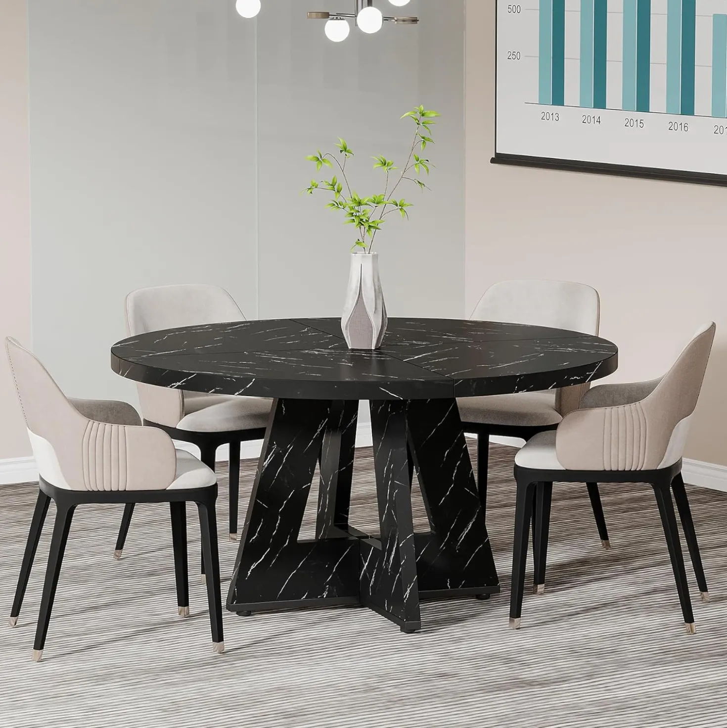 Tribesigns 47-Inch Round Conference Table for 4-6 People, Wooden Base and Thickened Top