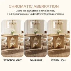 Tribesigns 47-Inch Round Dining Table with Fluted Pedestal Base, Farmhouse Kitchen Table for 4-6 People and Apartments