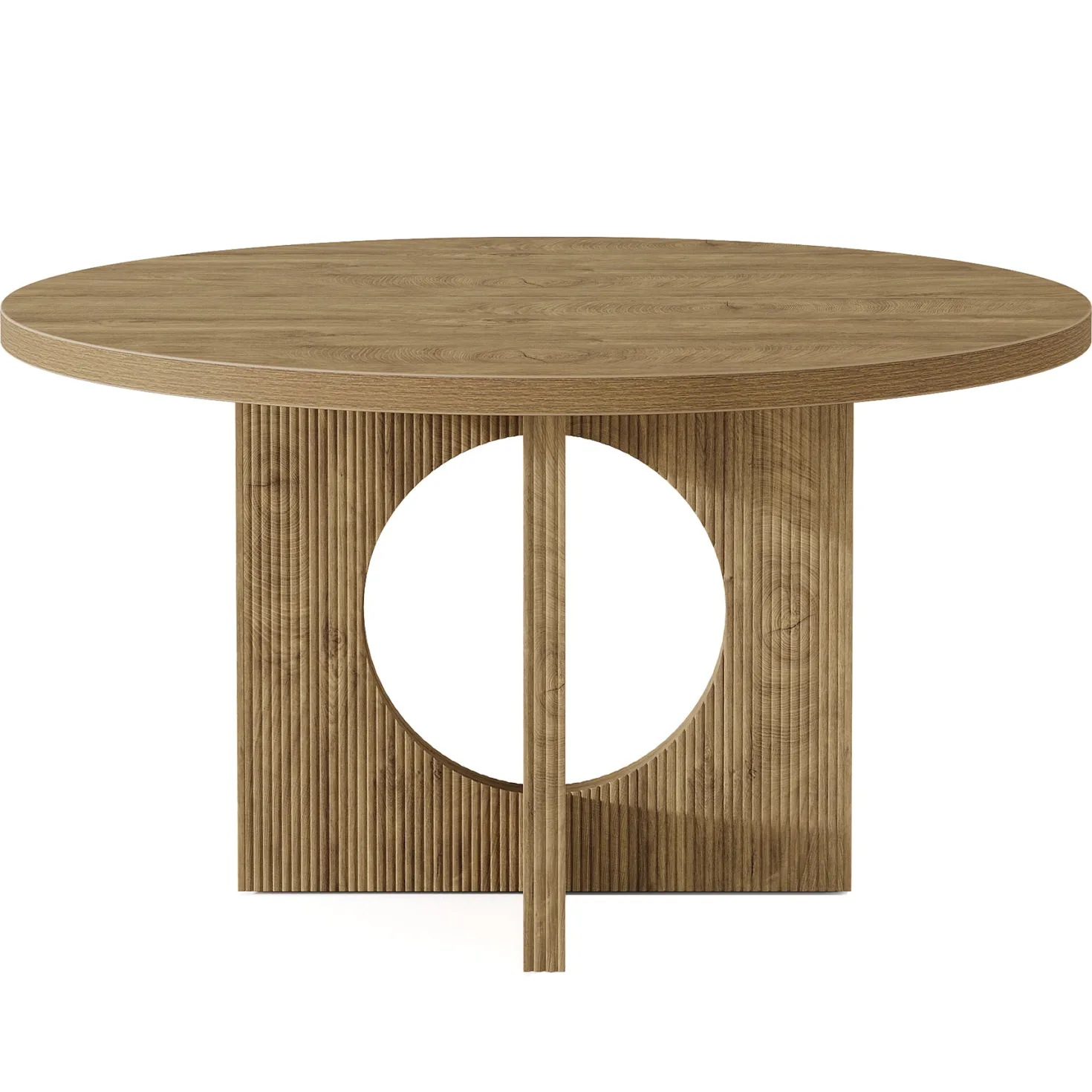 Tribesigns 47-Inch Round Dining Table with Fluted Pedestal Base, Farmhouse Kitchen Table for 4-6 People and Apartments