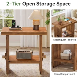Tribesigns 23.62-Inch Solid Wood Side Table, Wooden End Table with Solid Base