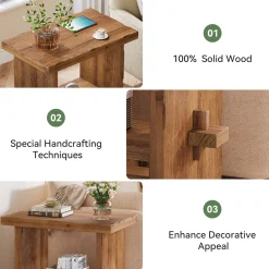 Tribesigns 23.62-Inch Solid Wood Side Table, Wooden End Table with Solid Base