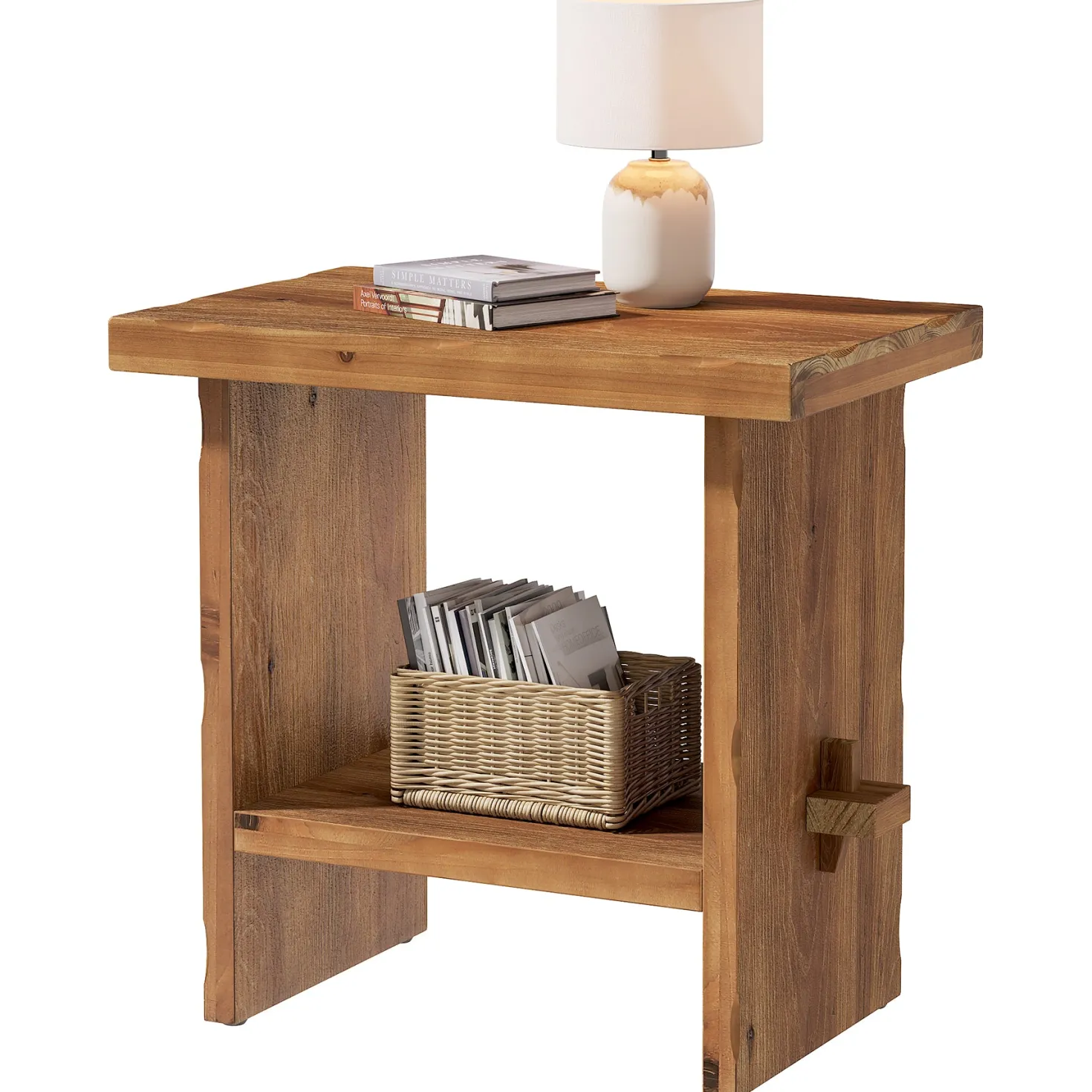 Tribesigns 23.62-Inch Solid Wood Side Table, Wooden End Table with Solid Base