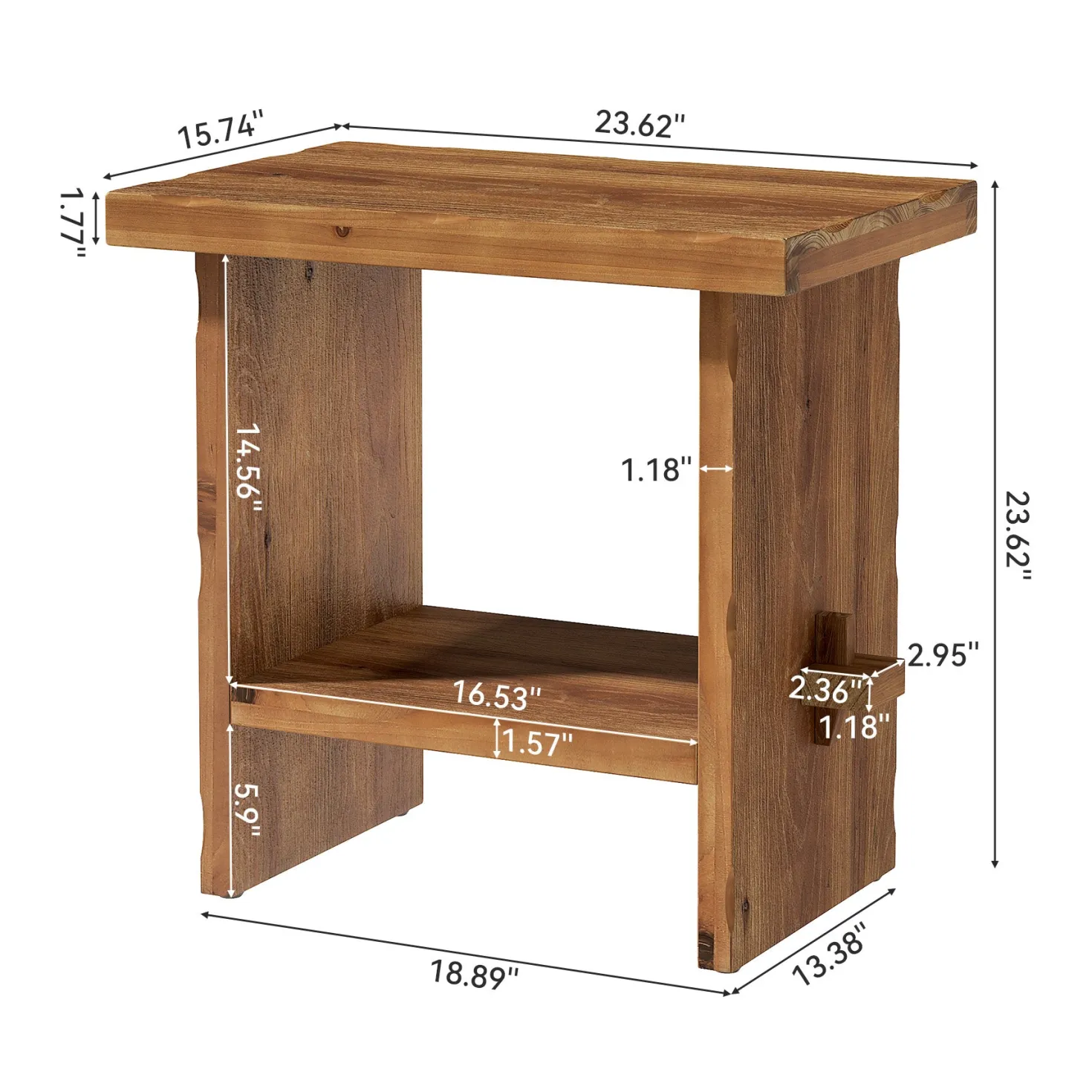 Tribesigns 23.62-Inch Solid Wood Side Table, Wooden End Table with Solid Base