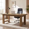 Tribesigns 63-Inch Solid Wood Executive Desk with U-Shaped Legs, Rustic Office Desk for Home Office
