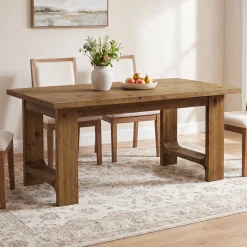 Tribesigns 63-Inch Solid Wood Dining Table with U-Shaped Legs, Farmhouse Kitchen Table for 6 People