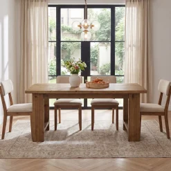 Tribesigns 63-Inch Solid Wood Dining Table with U-Shaped Legs, Farmhouse Kitchen Table for 6 People
