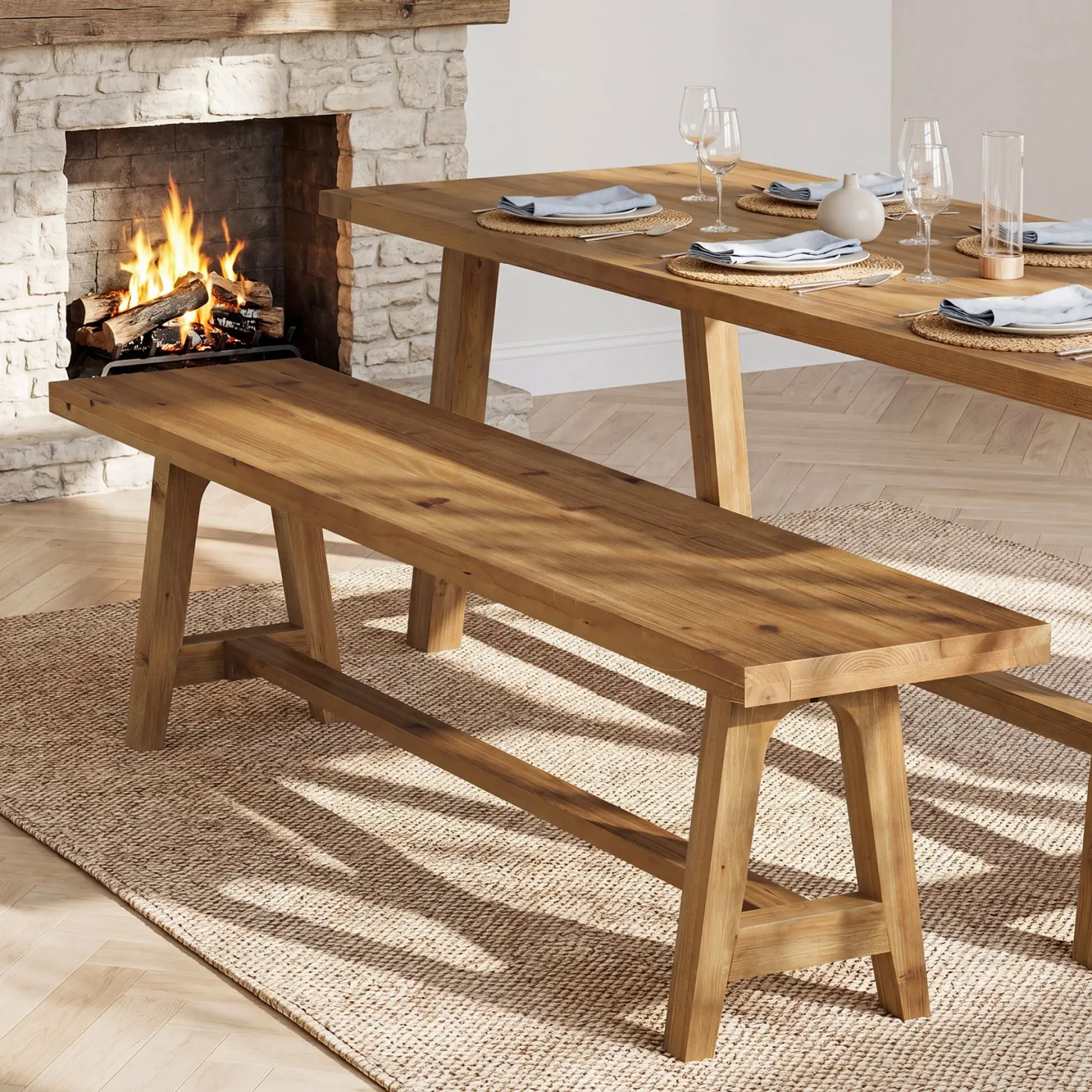 Tribesigns 63-Inch Solid Wood Dining Bench, Farmhouse Kitchen Bench