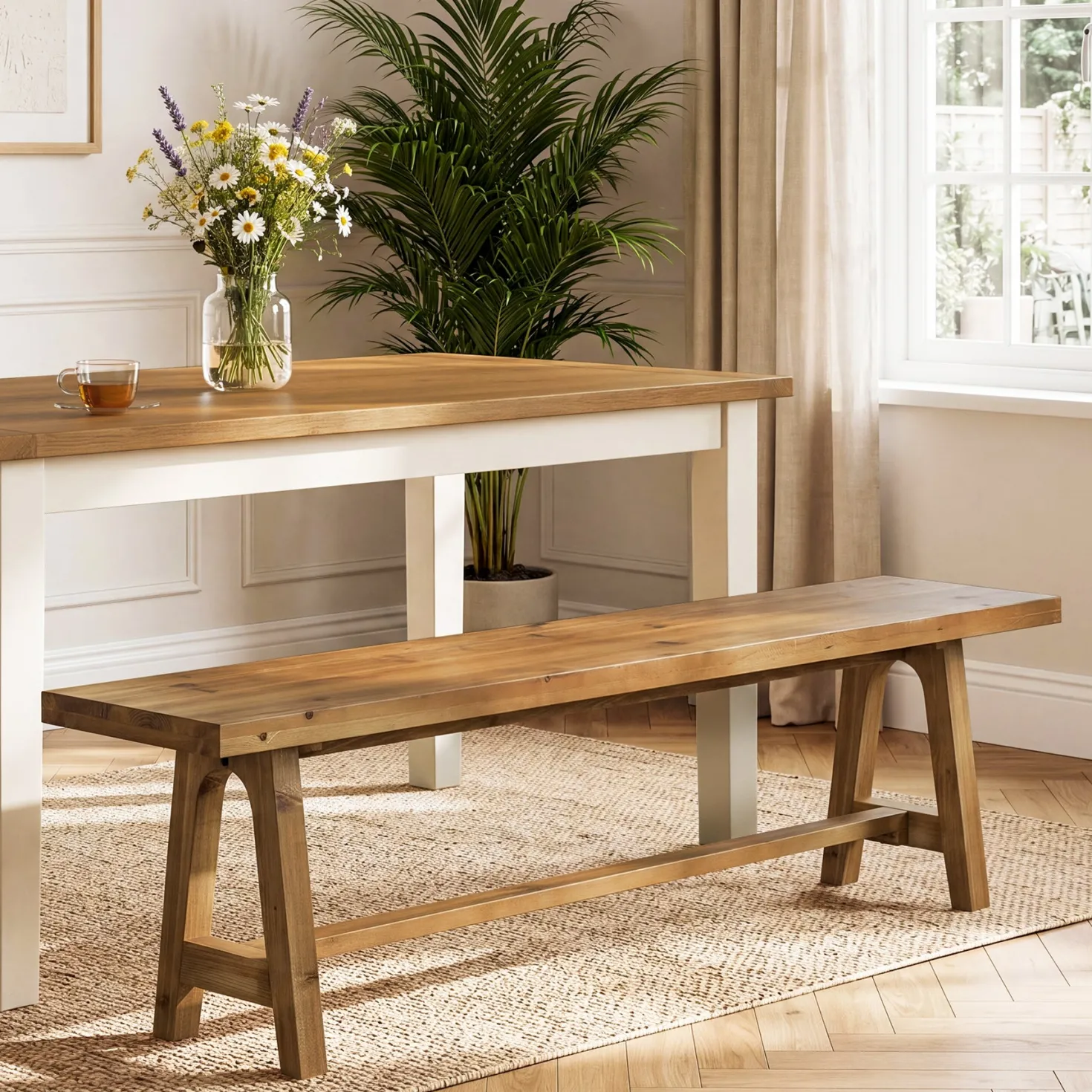 Tribesigns 63-Inch Solid Wood Dining Bench, Farmhouse Kitchen Bench