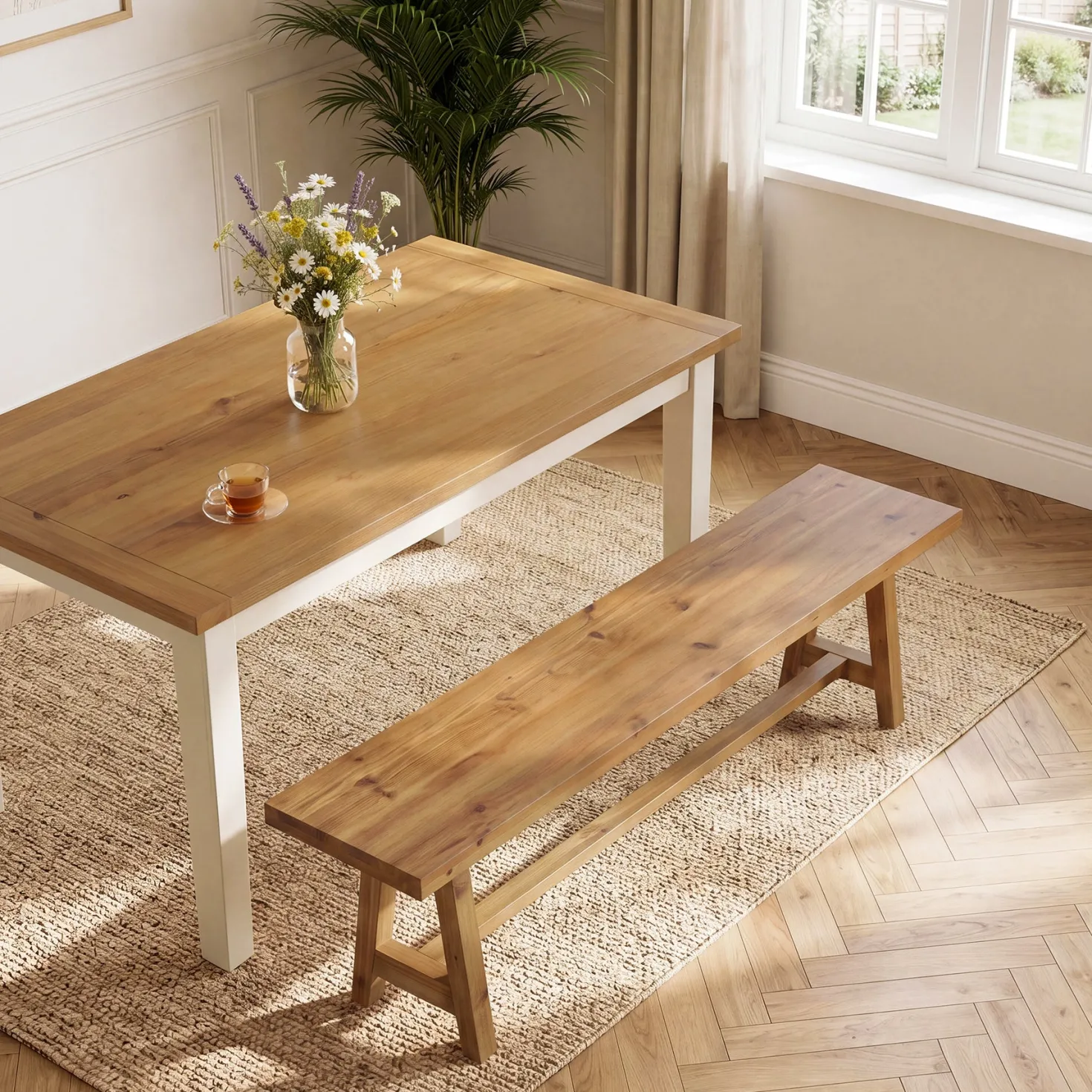 Tribesigns 63-Inch Solid Wood Dining Bench, Farmhouse Kitchen Bench